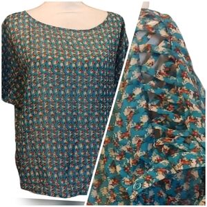 Xhilaration Floral Print Women's Top - Blue and Red Ladder Straps At Sho…